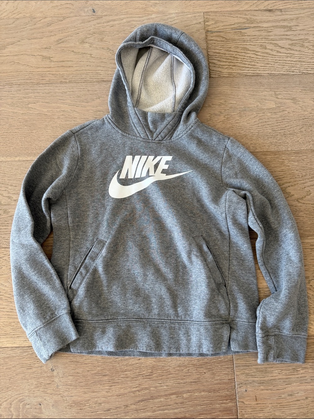 Nike Gray Pullover Hoodie with White Swoosh